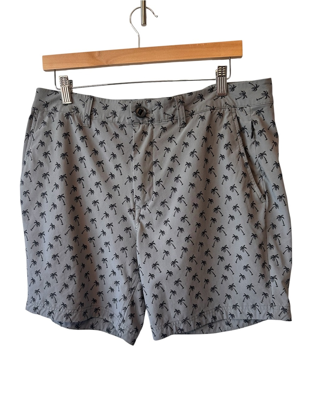 Bonobos Palm Trees Black Gray Golf Chino Shorts 7” Pockets Performance Men’s 34